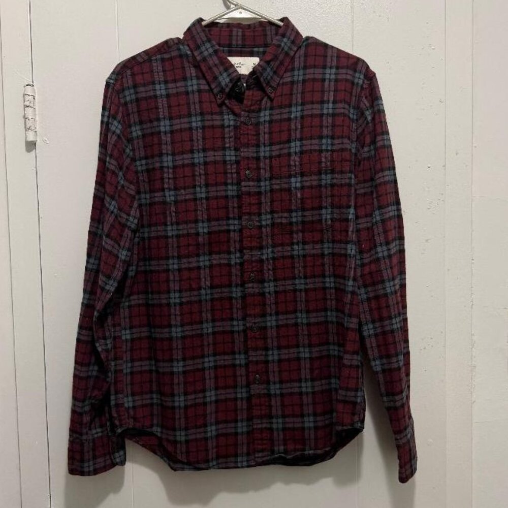 Abercrombie & Fitch Soft Flannel Burgundy Maroon Red Medium